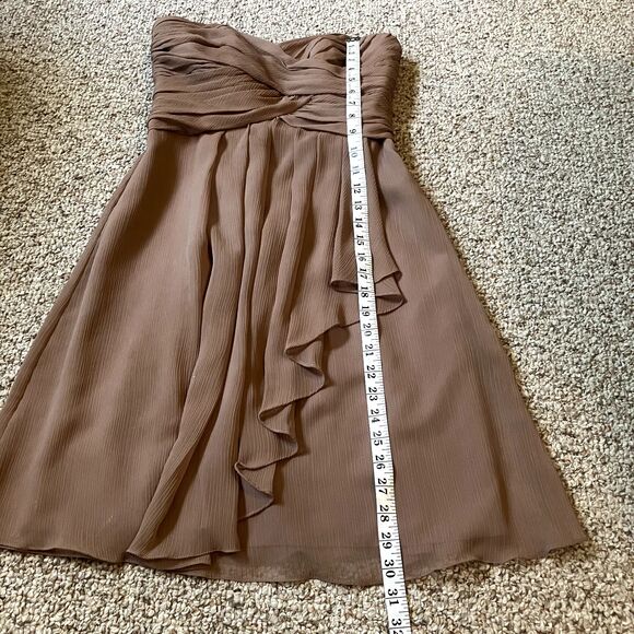 David's Bridal Dress Women 2 Brown Shift Short Strapless Zipper Lined Gathered - Picture 9 of 9